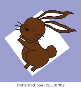 Brown color rabbit with color white background. easter and chinese new year