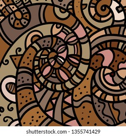 Brown color sand swirl zen pattern. Background vector illustration. Hand drawn colored picture. Abstract texture. Sand design element. - Vector graphics.