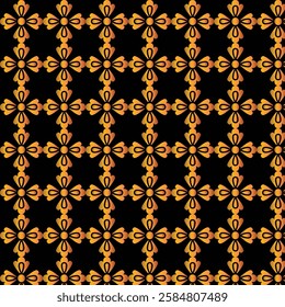 brown color seamless flower pattern on black background