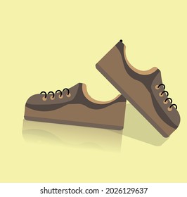 Brown color shoe in vector model