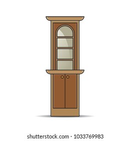 brown color showcase with glass vector cartoon