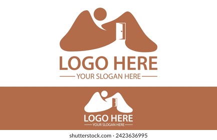 Brown Color Simple Abstract Cave House Logo Design