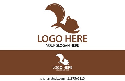 Brown Color Simple Cute Squirrel Logo Design