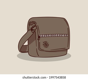 Brown color sling bag illustration