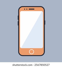 Brown color Smartphone and mobile phone vector illustration with a hand phone mobile device as electric devices with touchscreen and single button.