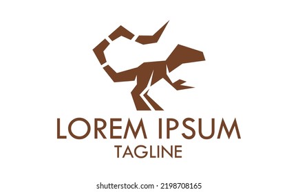 Brown Color T Rex Dinosaurus Logo Design