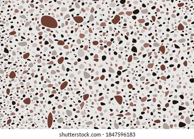 Brown color terrazzo floor seamless pattern texture background.