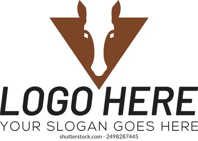 Brown Color Triangle Negative Space Horse Head Logo Design