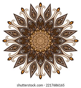 Color marrón original de fondo mandala. 