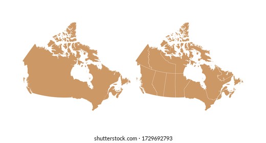 Brown color vector map of Canada