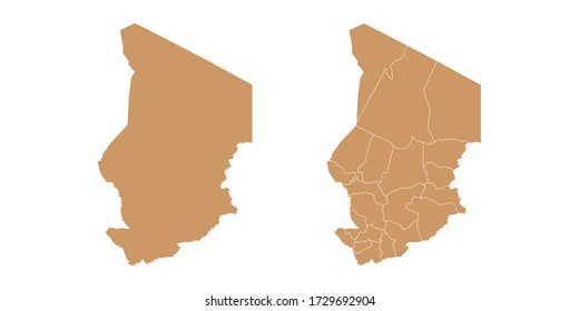 Brown color vector map of Chad