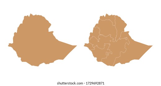 Brown color vector map of Ethiopia