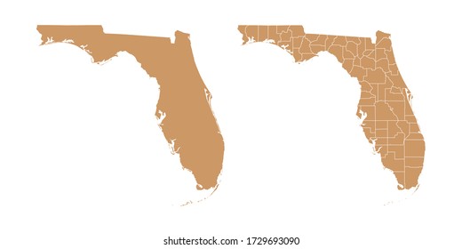 Brown color vector map of Florida