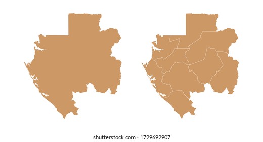Mapa vector de color marrón de Gabón