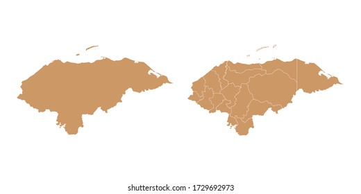 Mapa vectorial de color marrón de Honduras