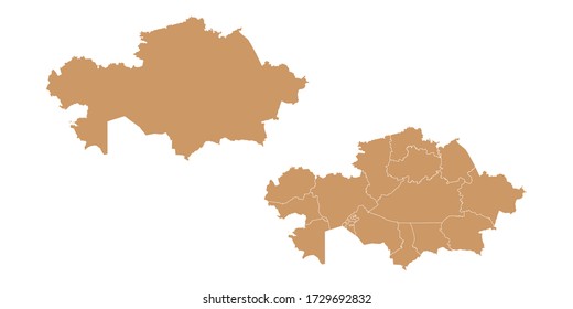 Brown color vector map of Kazakhstan