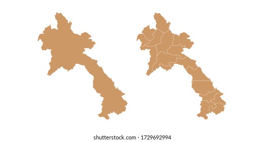 Brown color vector map of Laos