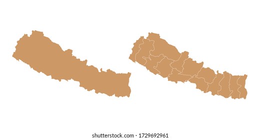 Brown color vector map of Nepal