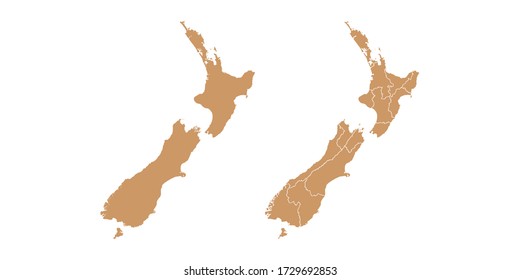 Brown color vector map of New Zealand
