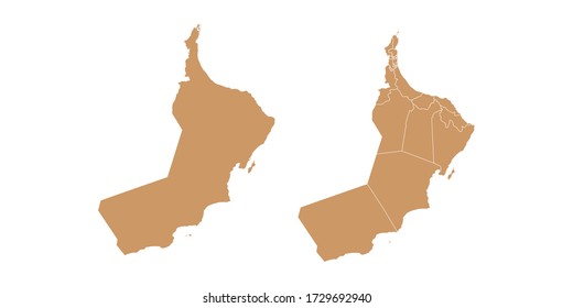 Brown color vector map of Oman