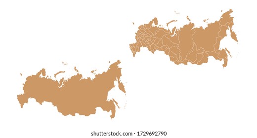 Brown color vector map of Russia