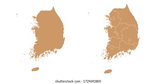 Brown color vector map of South Korea