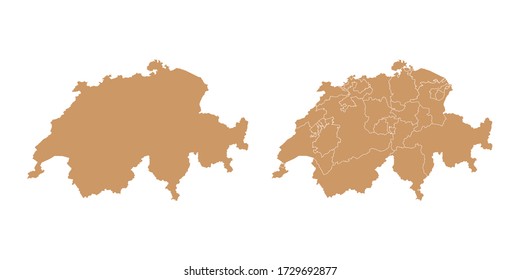 Braune Vektorkarte der Schweiz
