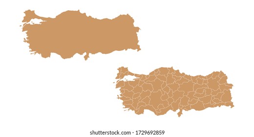 Mapa vector de color marrón de Turquía