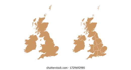 Mapa vector de color marrón del Reino Unido (Reino Unido)