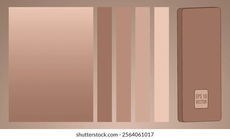 Brown color of the year. Soft vector gradient mocha mousse with palette laid out on plates.