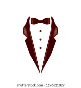 brown colored bow tie dinner jacket collar icon. Element of evening menswear illustration