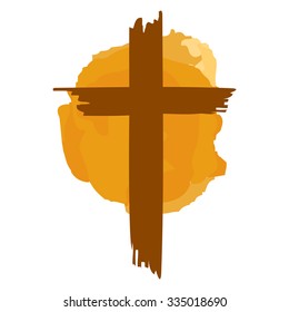 Brown colored christianity cross, vector illustration