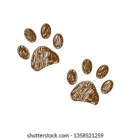 
Brown colored hand drawn paw print background