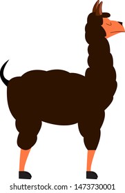 A brown colored lama, vector, color drawing or illustration.