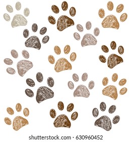 Brown Colored Paw Print Background