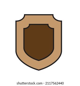 A brown colored shield - battle illustration , vector , icon 