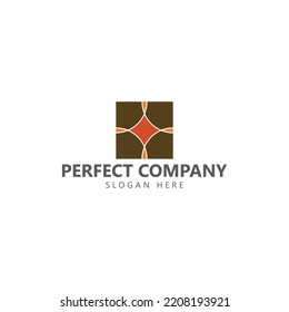 Brown colored vector square with rhombus. Logo for company, industry, product, brand, and event.