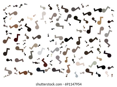 Brown colors - abstract vector illustration background texture made of musical notes