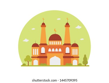 Brown colors mosque flat illustration