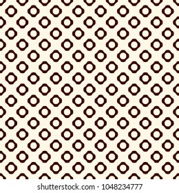 Brown colors seamless pattern with repeated circles. Hex nut motif. Geometric abstract background. Modern style surface texture. Digital paper, textile print, page fill. Vector illustration