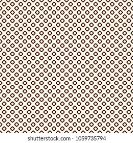 Brown colors seamless pattern with repeated circles. Hex nut motif. Geometric abstract background. Modern style surface texture. Digital paper, textile print, page fill. Vector illustration