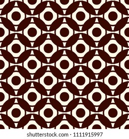Brown colors seamless pattern with repeated overlapping circles. Round links chain motif. Geometric abstract background. Simple modern surface texture. Digital paper, textile print, page fill. Vector