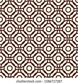 Brown colors seamless pattern with repeated overlapping circles. Round links chain motif. Geometric abstract background. Simple modern surface texture. Digital paper, textile print, page fill. Vector