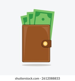 brown colour Wallet with cash vector illustration design with white background 