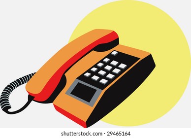 brown coloured Phone ringing on yellow back ground 	