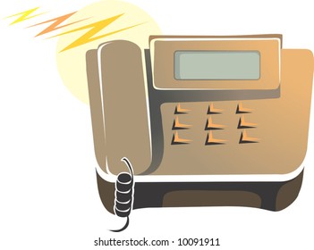 brown coloured telephone with display	