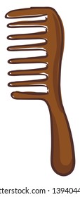 A brown comb with eight wide teeth vector color drawing or illustration