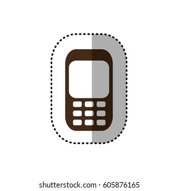 brown communication cellphone call icon, vector illustration design