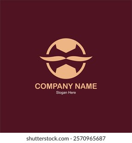 Brown company nameplate with a tan mustache design. Suitable for business branding, office signage, and creative, quirky company logos.