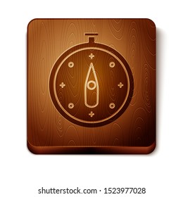 Brown Compass icon isolated on white background. Windrose navigation symbol. Wind rose sign. Wooden square button. Vector Illustration